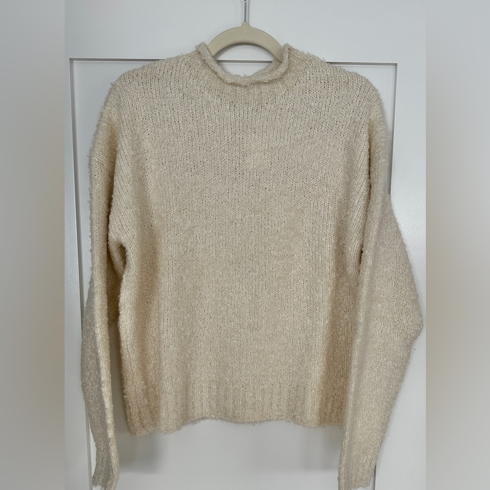 NWT J.Crew cream roll-neck boucle sweater size Medium - Picture 3 of 10